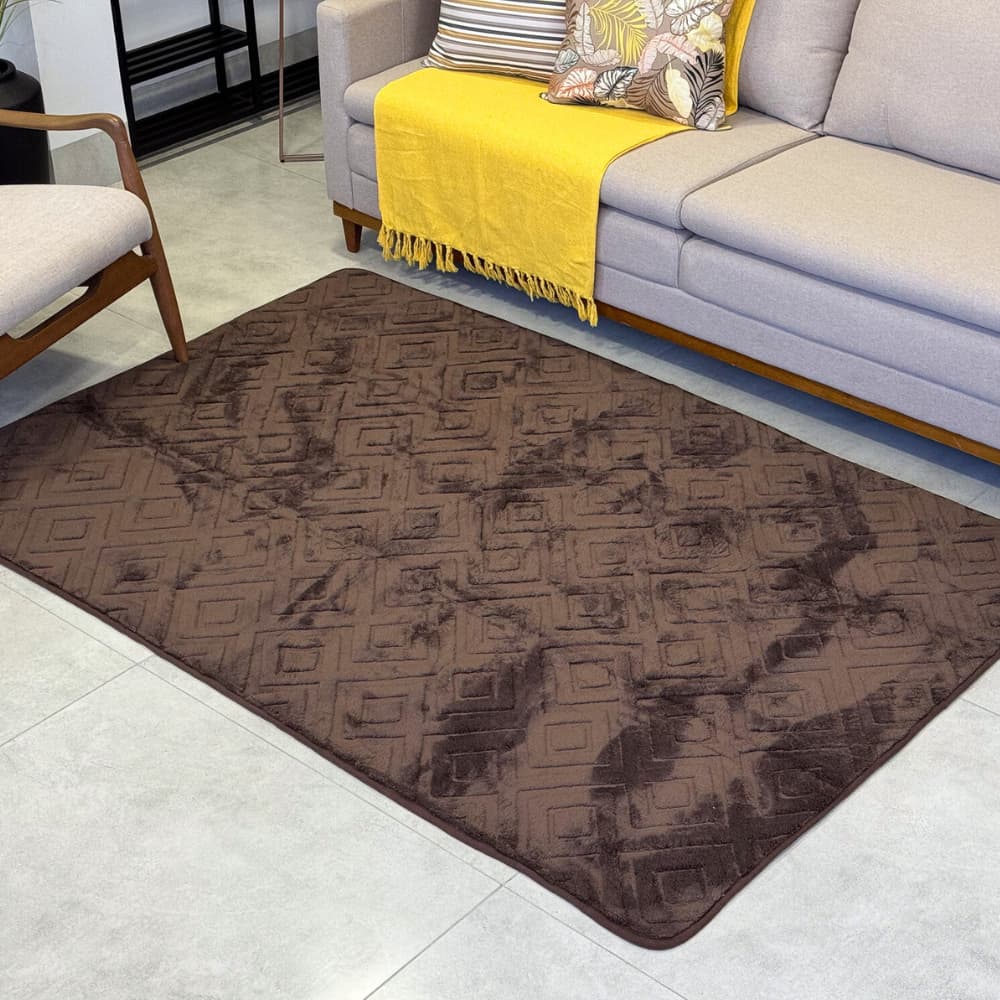 Tapete Sala Quarto Tóquio 300x200 Pelo Baixo Macio Antiderrapante Estampa Geométrica Decoração Moderna