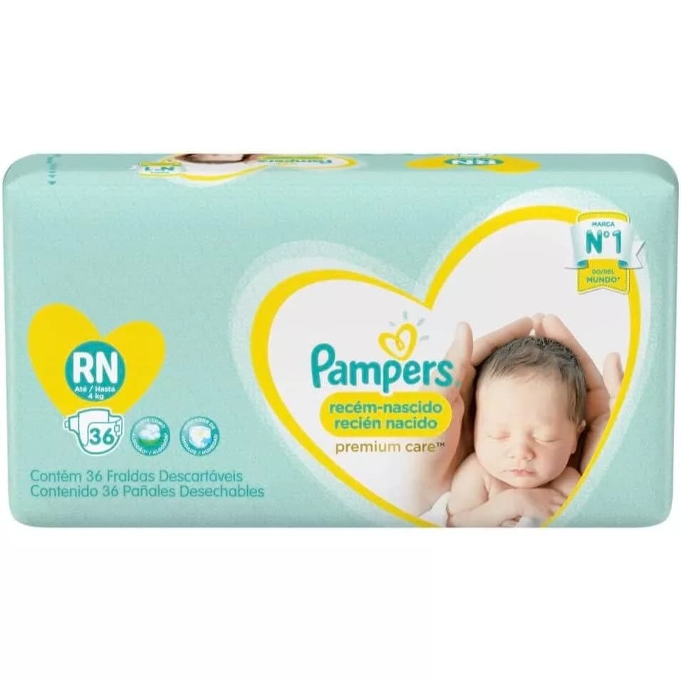 1 pte Fralda Pampers RN Premium Care 36un AB.2 ATÉ 4 KILOS