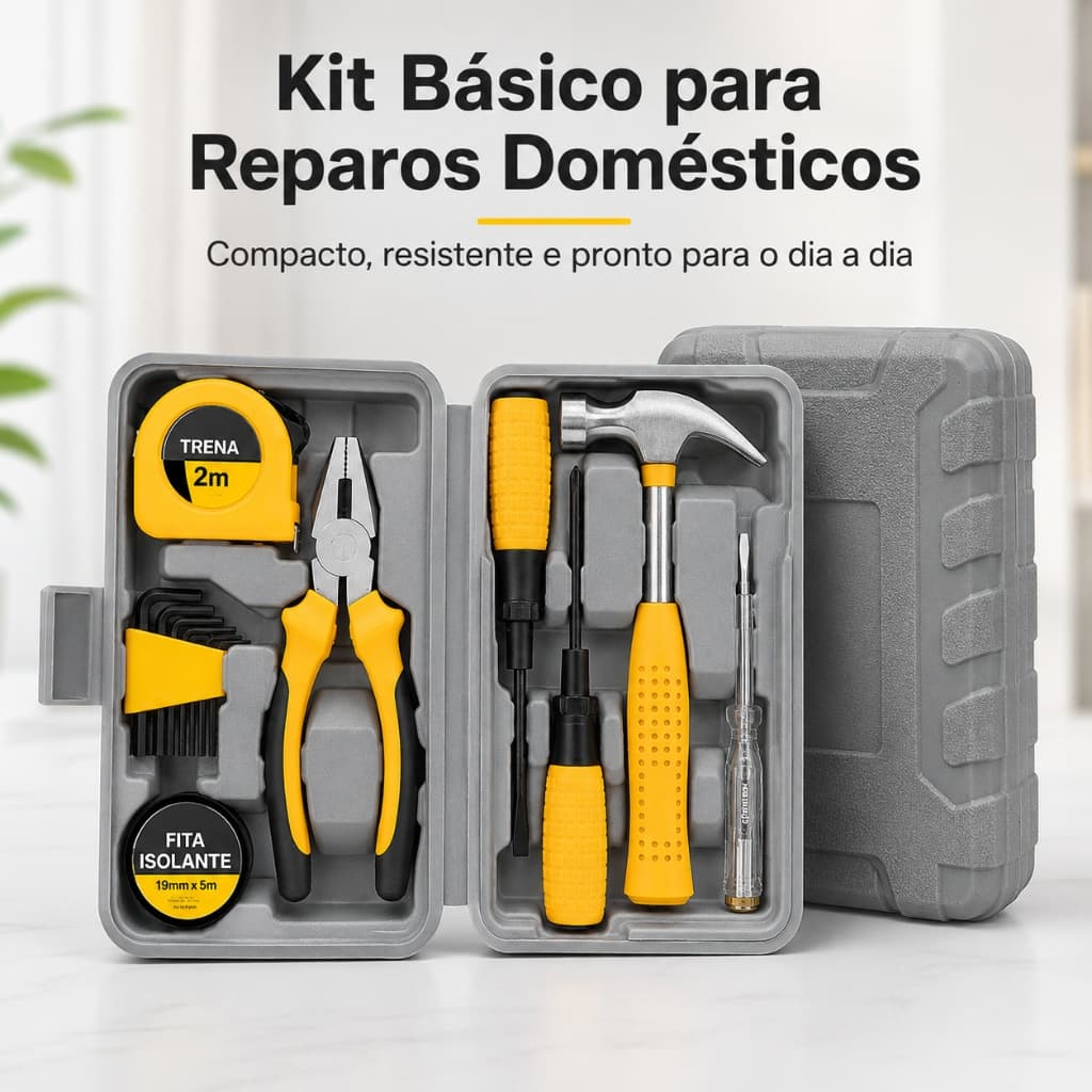 Maleta De Ferramentas Completa Kit Reparo Domestico Manutencao Casa Multiuso Portatil Compacta Resistente Premium