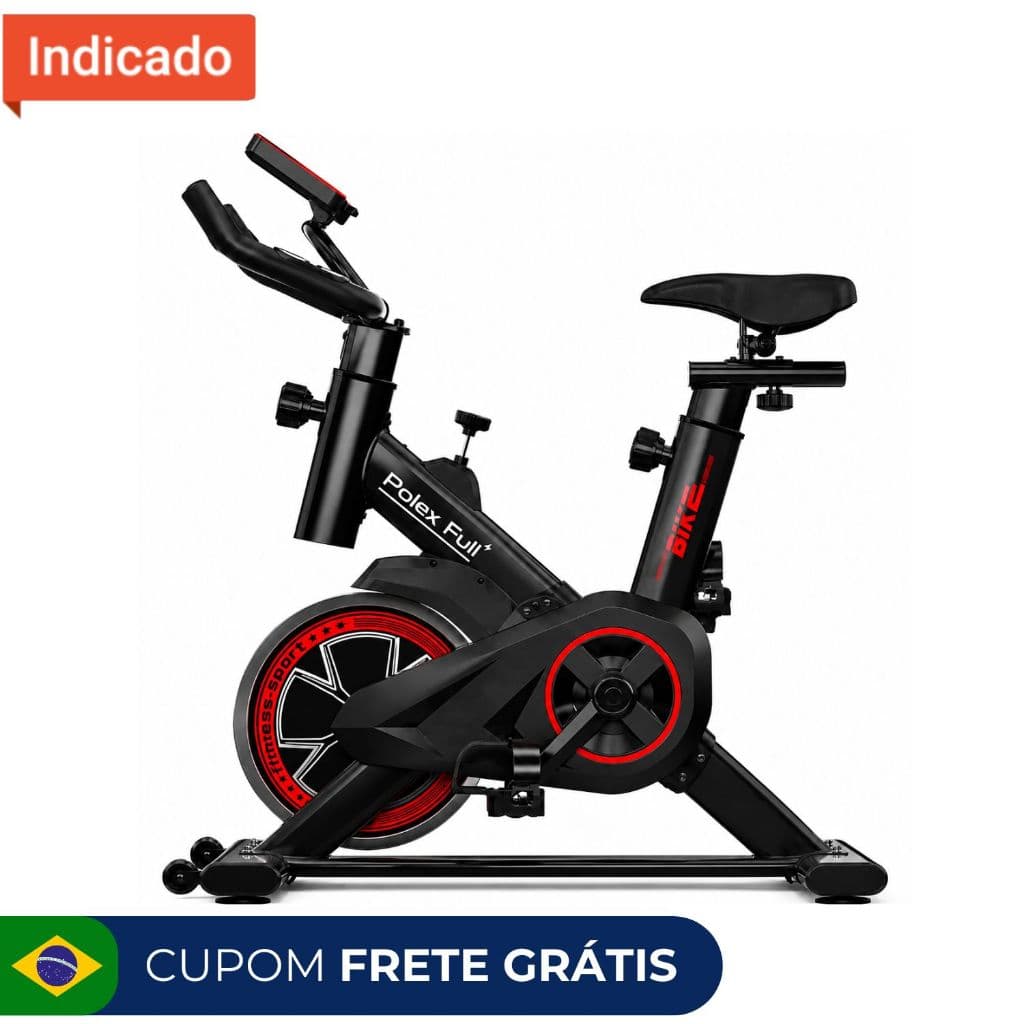 Bicicleta Spinning Ergométrica Exercícios - Monitor Profissional - Suporta até 120kg - Polex Full