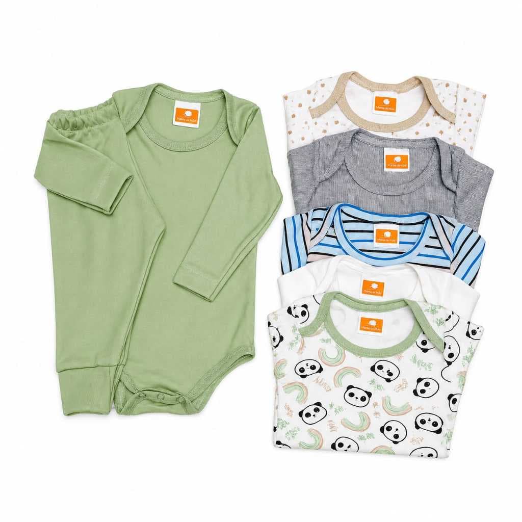 Kit 2 Bodies Mijões Calça Bebê Algodão Enxoval Recém Nascido Promoção Roupa Bebê Menino Menina Body
