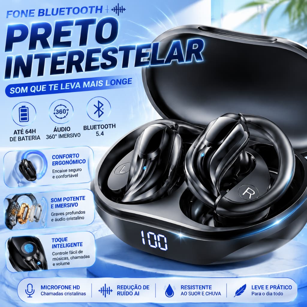 Q13 Fone de Ouvido Sem Fio Bluetooth 5.4 com Microfone, Cancelamento de Ruído e Touch, Específico para Esportes