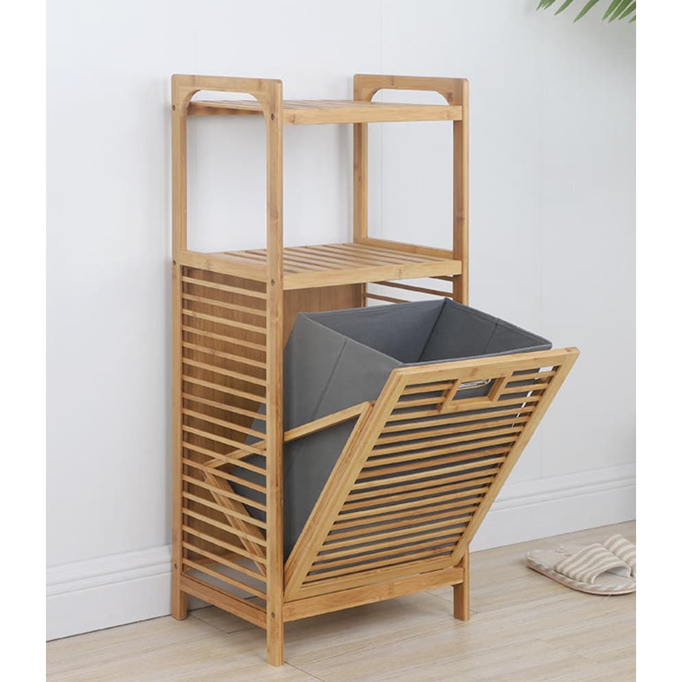 Suporte Multiuso Lavanderia Bambu Cesto Roupa Suja Prateleira Calçados Organizador Tolhas Banheiro