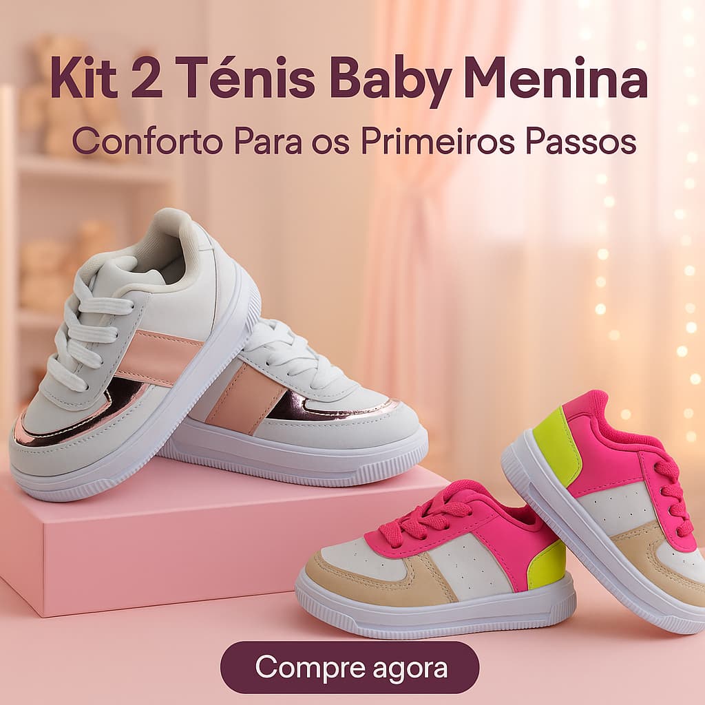 Kit 2 Pares Tênis Infantil Menina Confortável para Escola e Dia a Dia Envio Imediato
