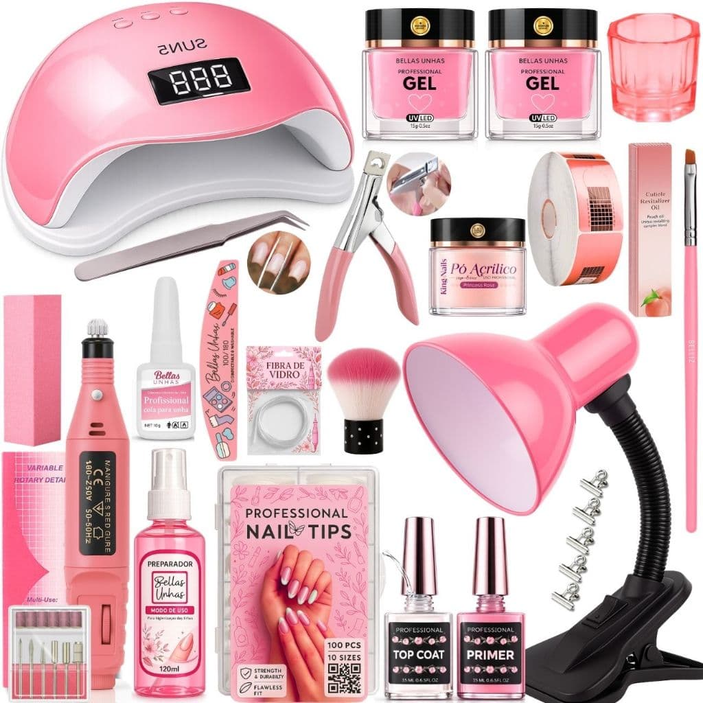 Kit Unha Gel Manicure Completo Profissional + Luminária | Envio Imediato