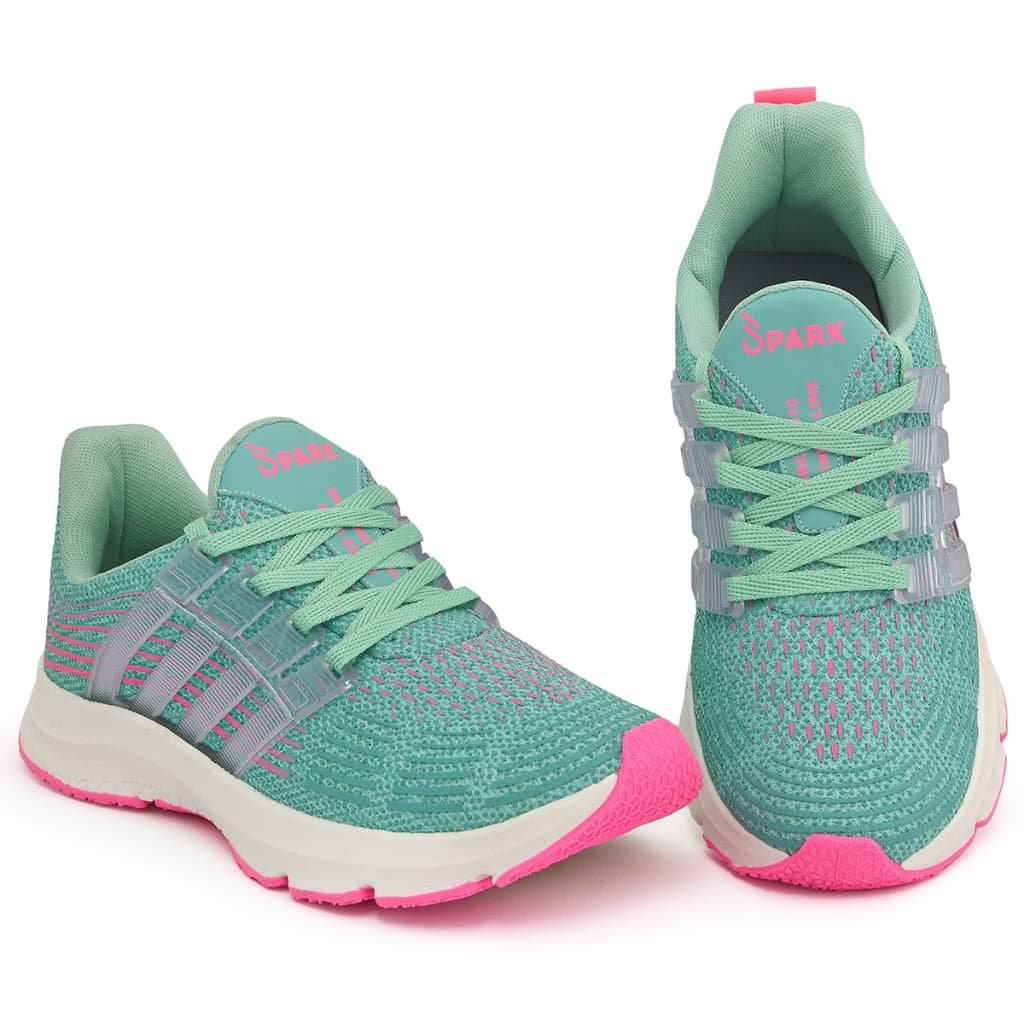 Tênis Feminino Esportivo SK4555 Caminhada Academia Leve Confortável Respirável Esportivo Verde Água Pink