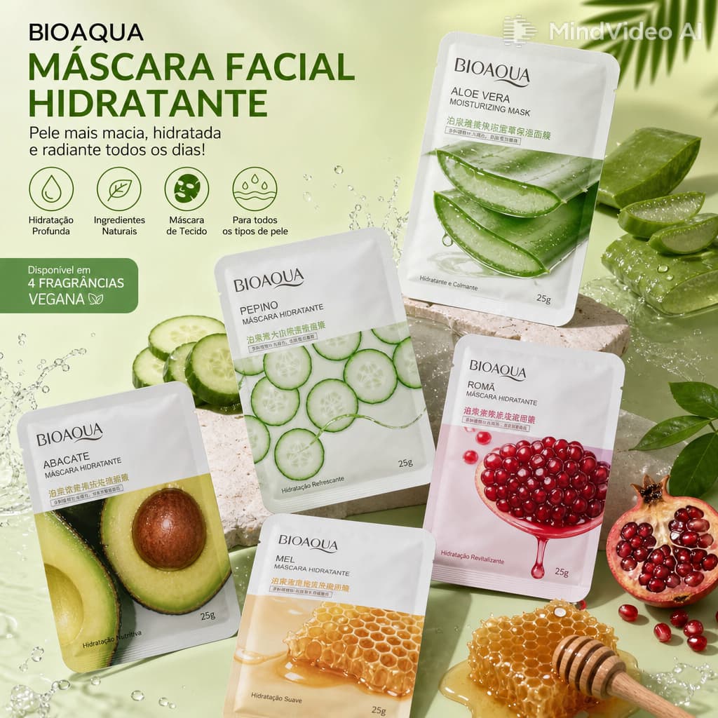 kit 3pc or5Pçs Máscara Hidratante Facial Essence Mask Skin Care Fragrâncias