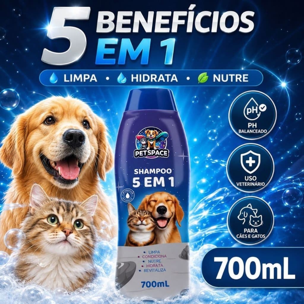 Espuma Cremosa para Pets Domésticos - Shampoo Pet Space 700ml