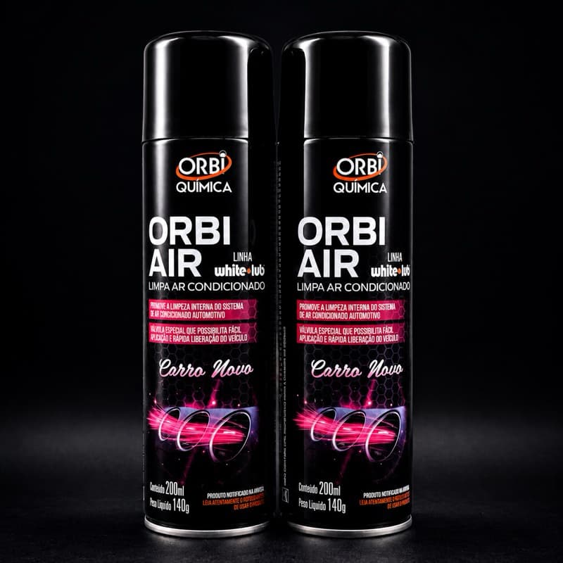 Kit 2 Orbi Air White Lub Carro Novo 200ml Limpa Ar Condicionado Automotivo Higienizador Spray
