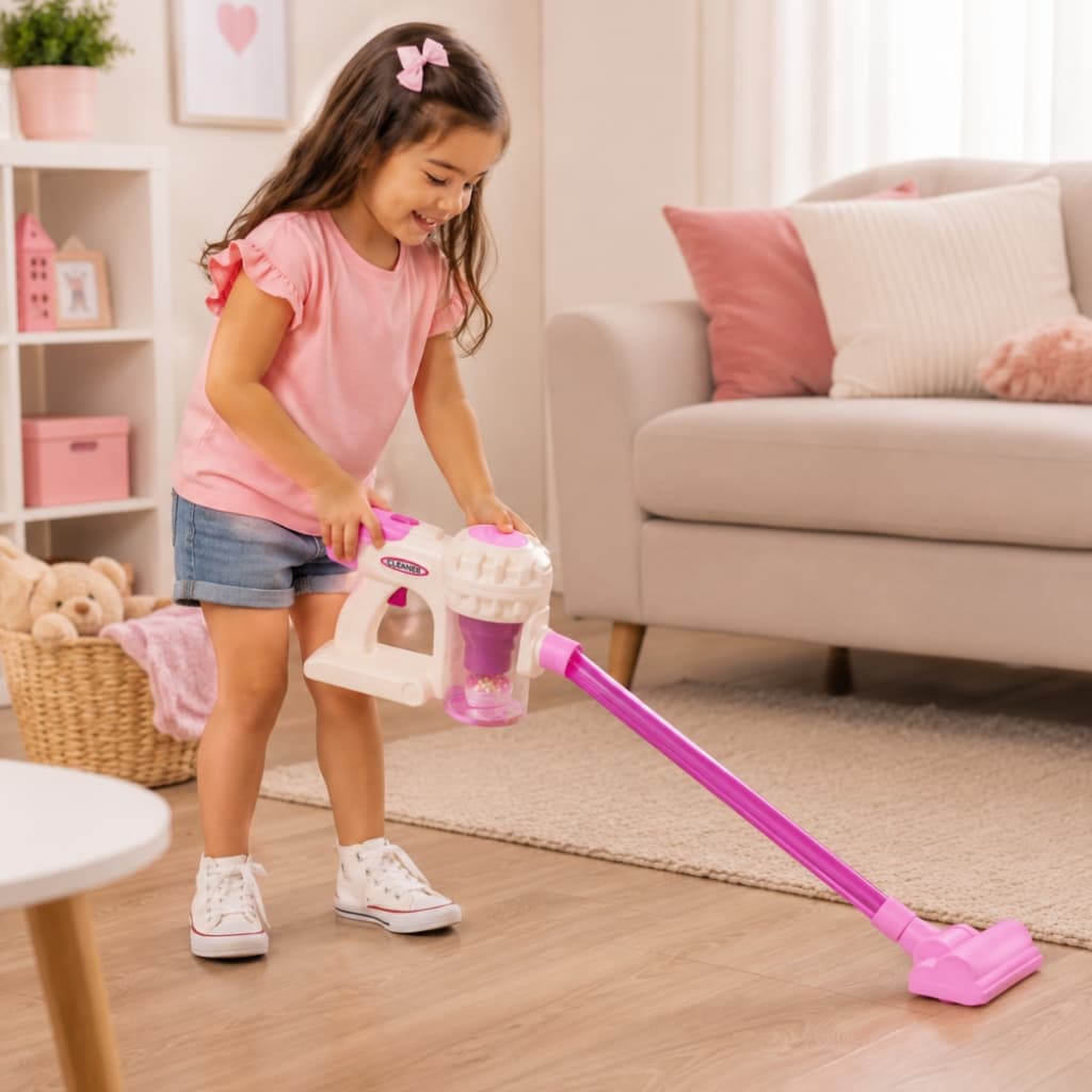 Brinquedo Infantil Aspirador de Pó Castela Limpeza Faz de Conta Educativo para Crianças