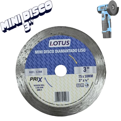 Mini Disco para Porcelanato Ceramica Azulejo Marmore 75mm Mini Esmerilhadeira Liso