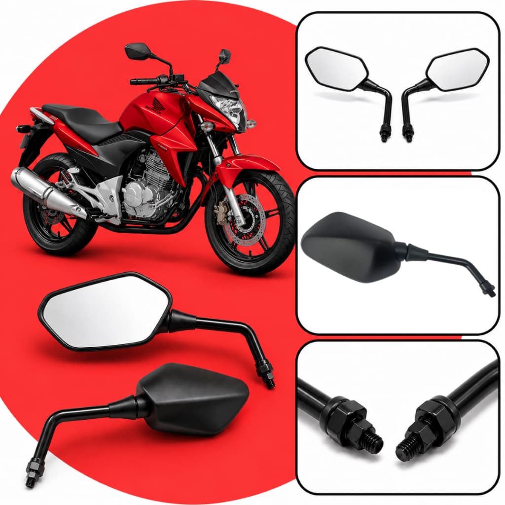 Par Retrovisor Moto Honda Cb 300 Cb 300r 2009 À 2015 Lente Convexa Modelo Original ENVIO IMEDIATO