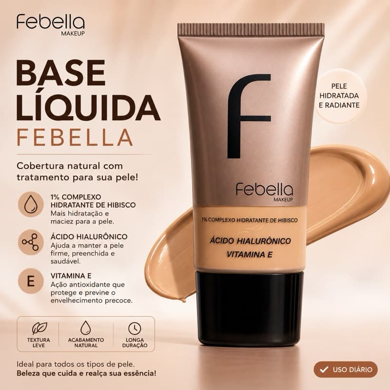 Base liquida Febella de Alta Fixação Resistência à Água e Acabamento Uniforme