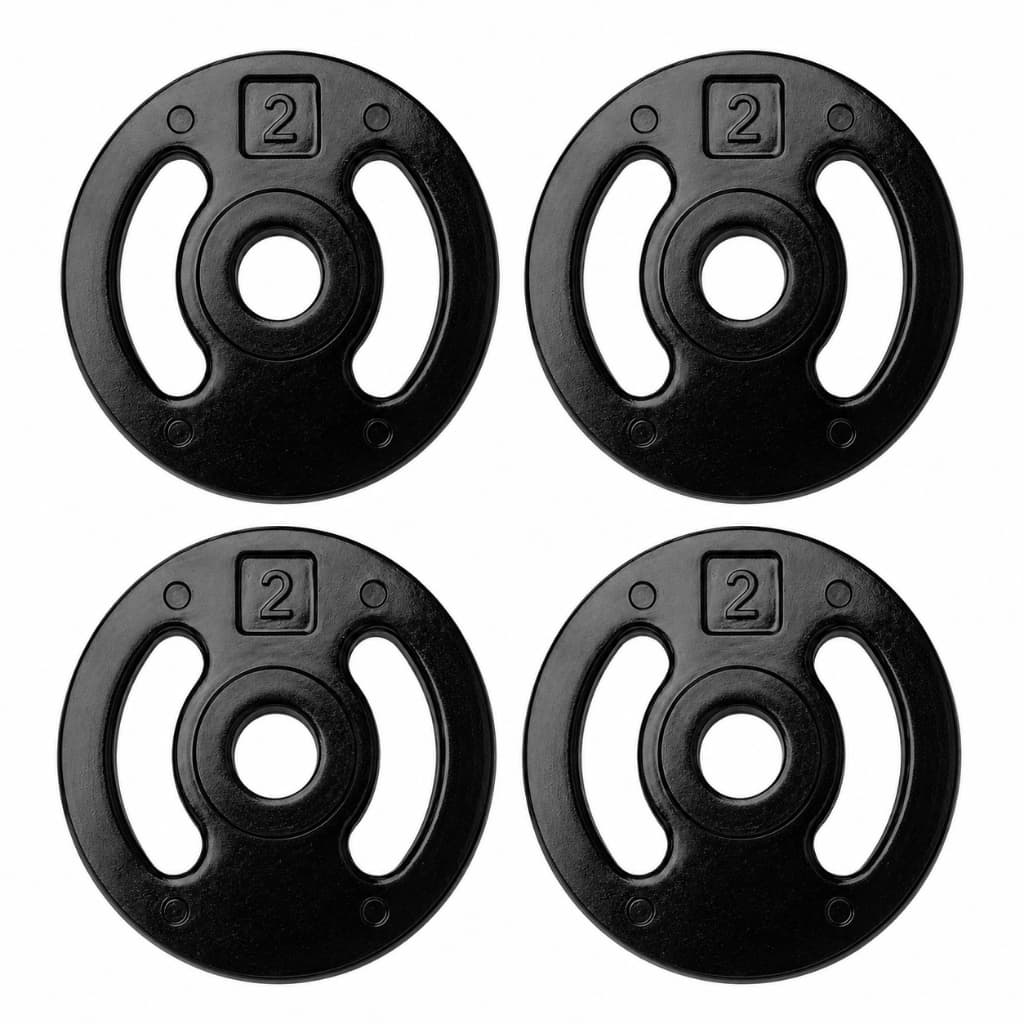 KIT 4 ANILHAS INJETADAS 2KG 100% FERRO REVESTIDAS EM PLÁSTICO PARA MUSCULAÇÃO FITNESS TREINO ACADEMIA 8KG TOTAL