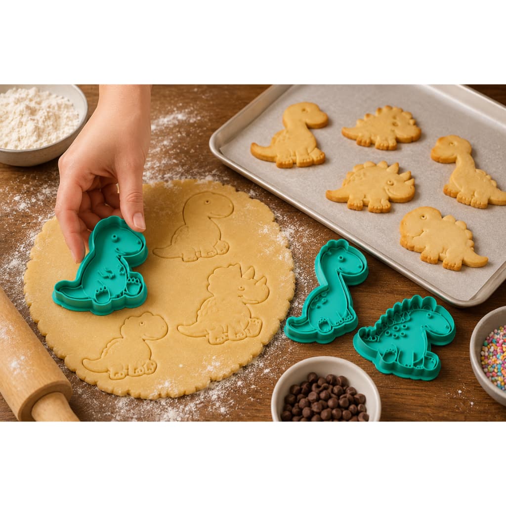 Kit com 4 Cortadores Dinossauro | Biscoitos | Cookies | Pasta Americana | Massinha de Modelar
