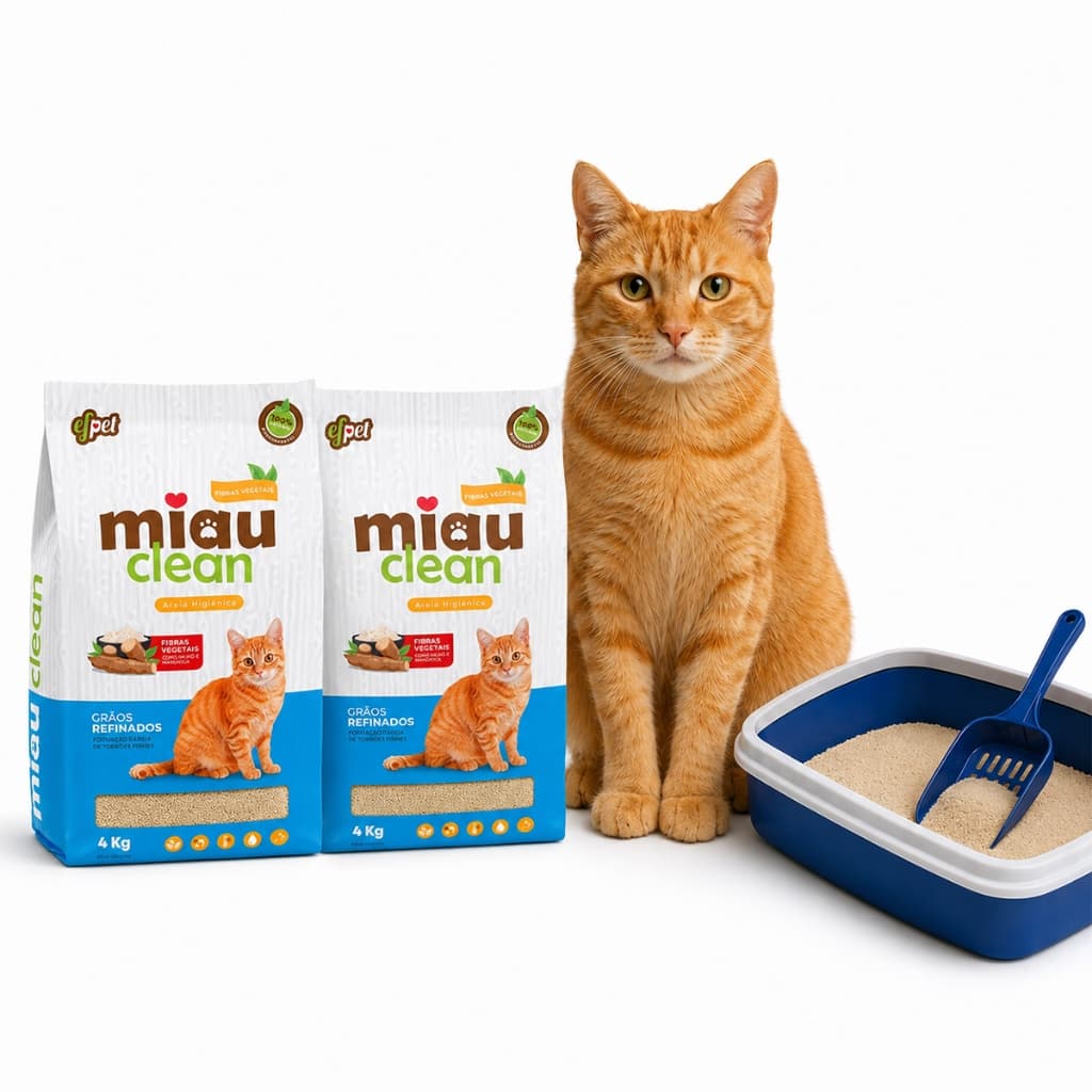 Areia De Gato Biodegradável Mandioca Alta Absorção Sanitária Higiênica Natural - Grãos Finos, Torrões Firme
