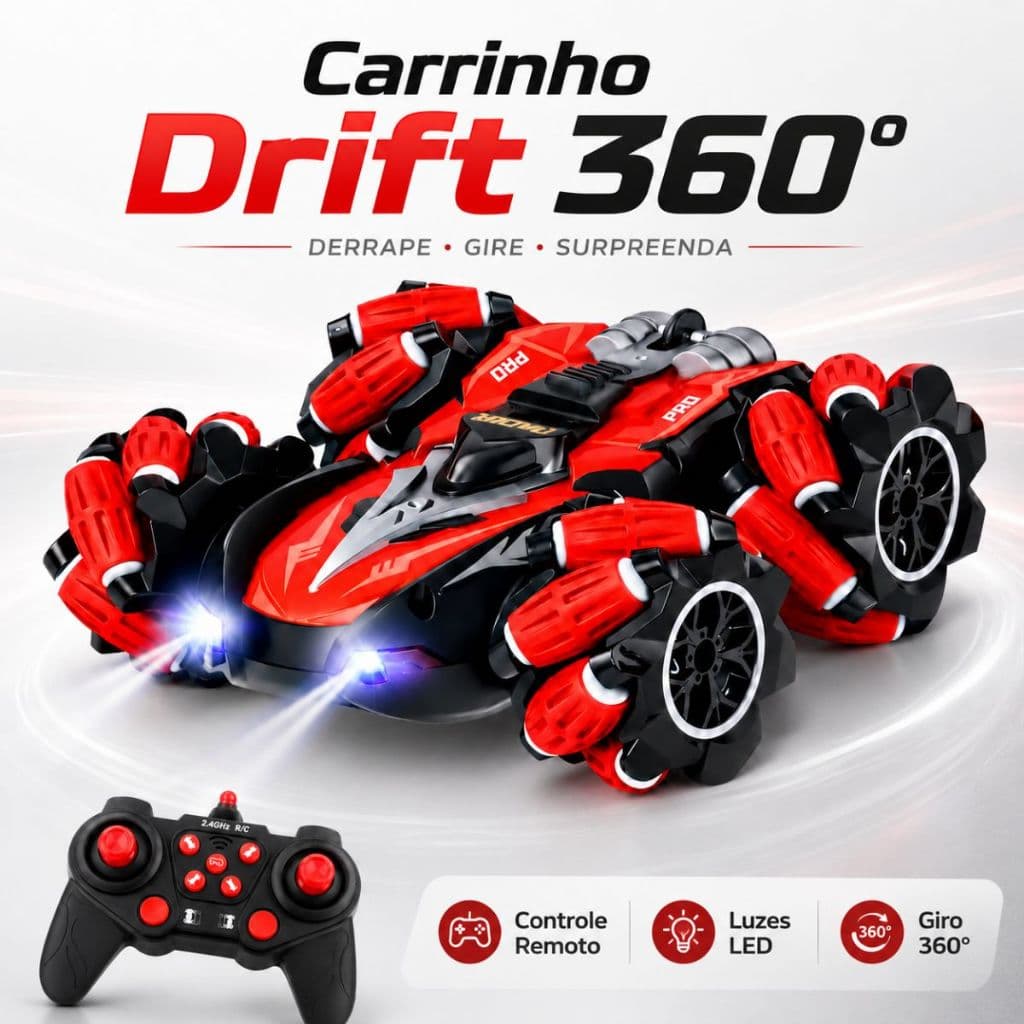 Carrinho Controle Remoto Drift Radical Giros 360º Várias Funcões Com Luz De Led  Diversão Total