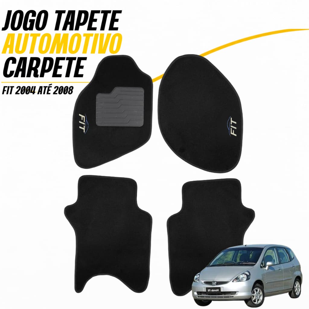 Jogo Tapete Automotivo Carro Carpete Fit 2004 2005 2006 2007 2008 Bordado Alta Definição Sob Medida Personalizado