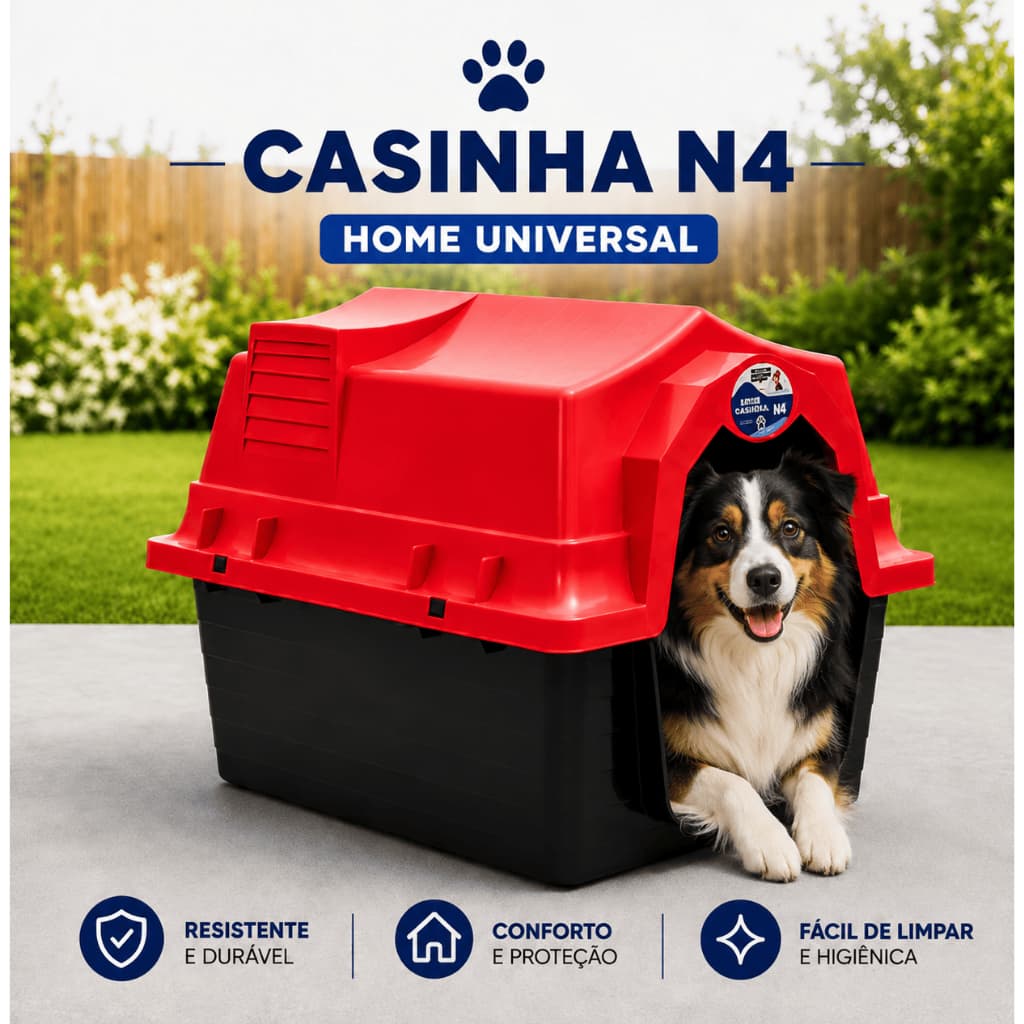 Casinha N4 para Cachorro Plástico Reforçado com Proteção UV