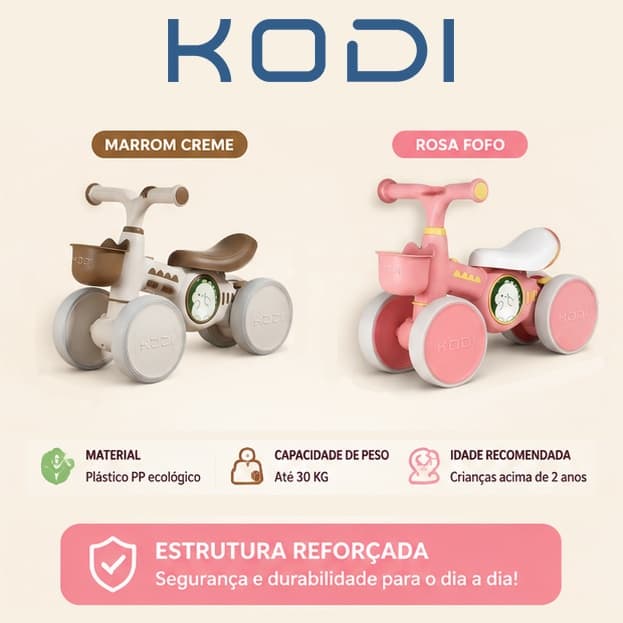 Carrinho de Equilíbrio Infantil Seguro para Bebê com Música Luzes Brinquedo Educativo PP P25