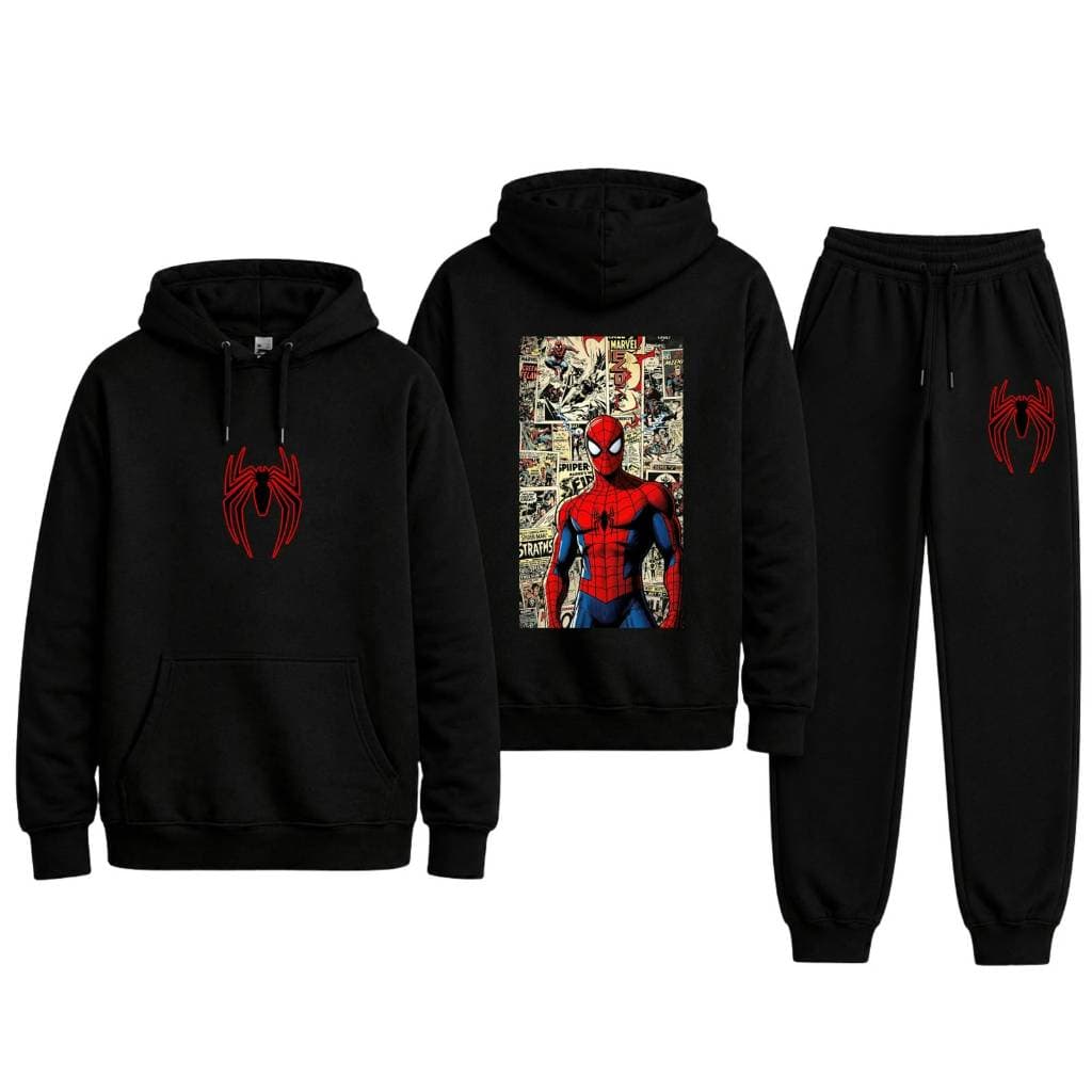 CONJUNTO DE FRIO MOLETOM CANGURU UNISSEX STREETWEAR ADULTO JUVENIL E INFANTIL ARANHA