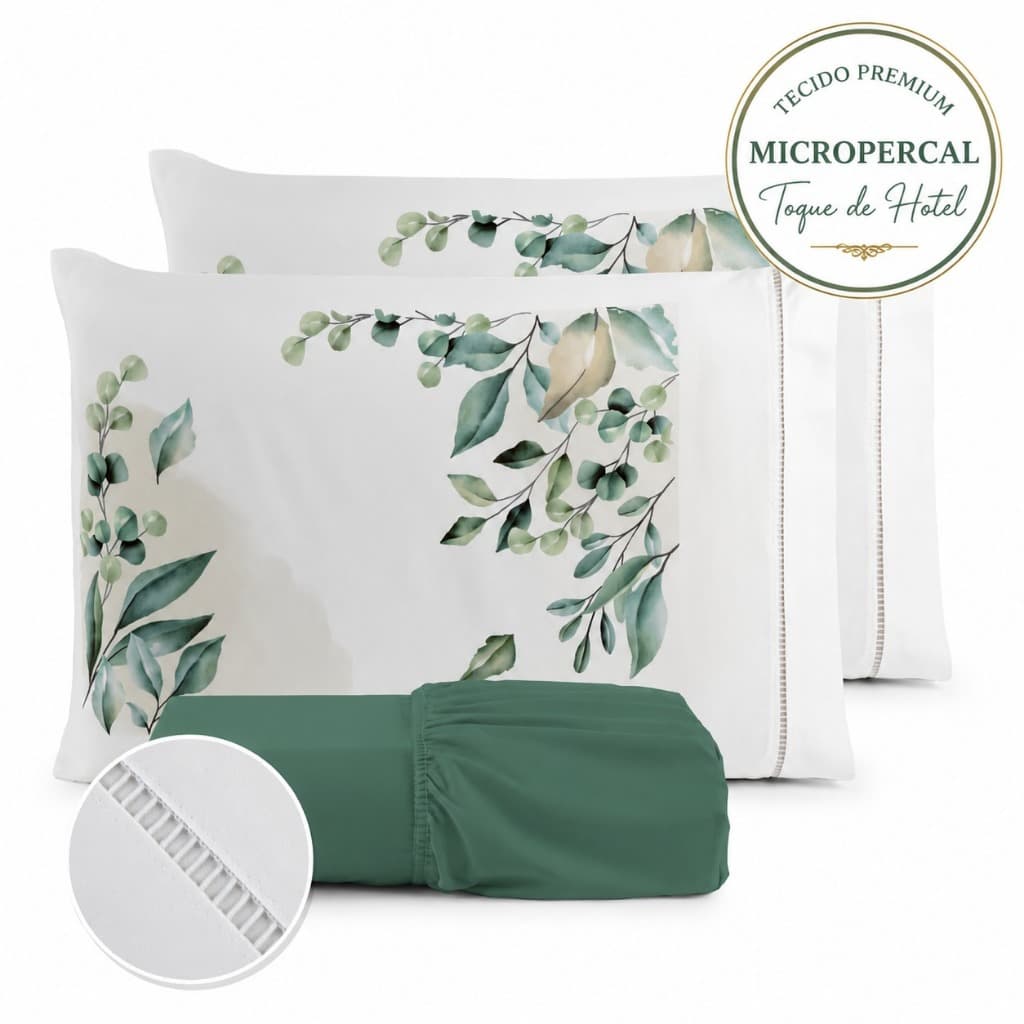 Jogo de Lençol  king/Queen 3 Pcs Estampado  com elástico Casal Padrão