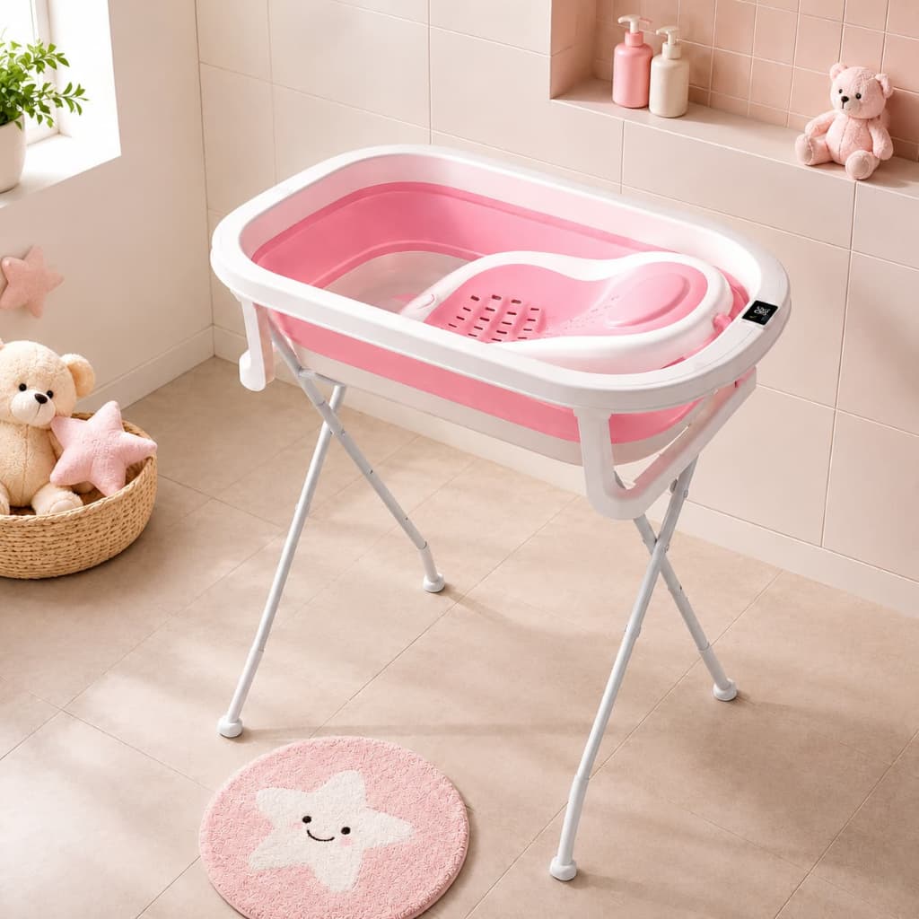 Banheira Infantil Com Suporte Elevado Banheira Inteligente Para Bebê Com Sensor Temperatura 30L