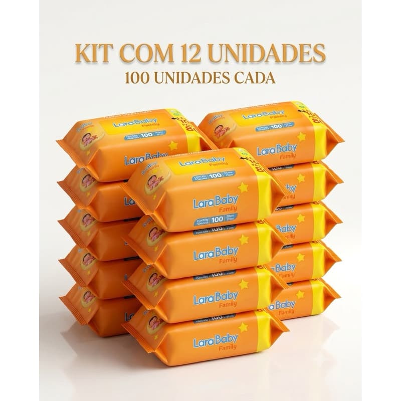 KIT COM 6-12 – LENÇO UMEDECIDO LARA BABY (100 UNIDADES CADA)