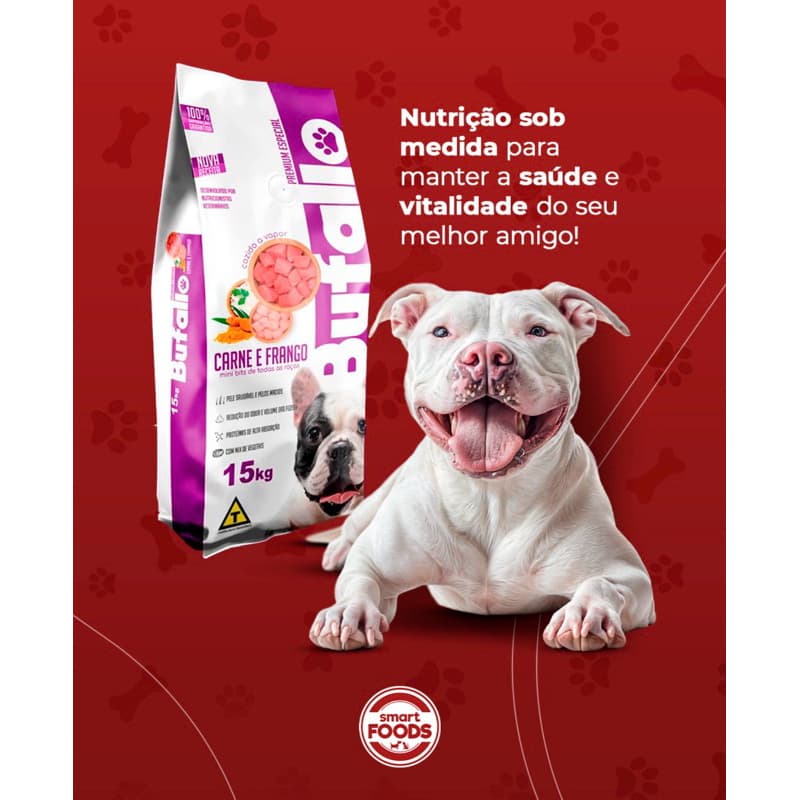 Ração para Cachorro Búfalo Premium Especial 15kg | Carne e Frango | Mini Bits para Raças Pequenas | Proteínas Premium