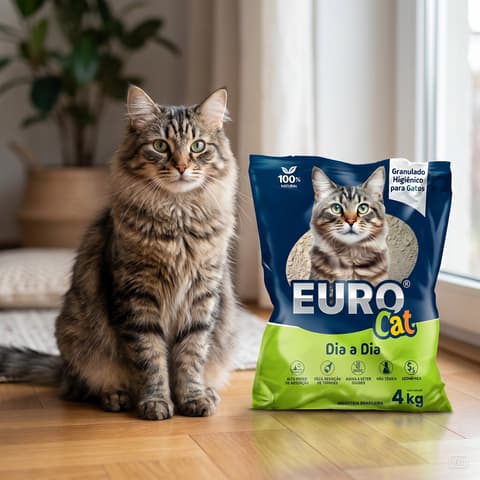 8 kilos de Areia Sanitária Para Gato Europet  8kg  100% Natural gatos sem odor rende muito