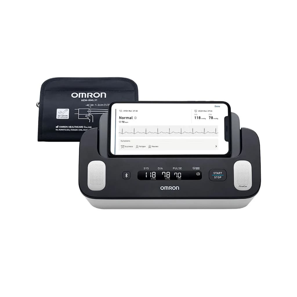 Aparelho de Pressão Arterial Omron HEM-7530 Complete Com ECG Portátil Profissional Com Bluetooth