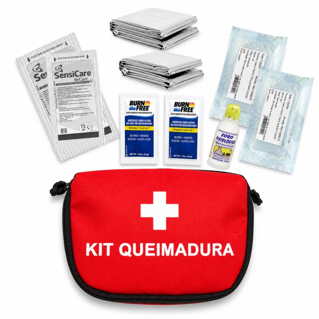 Kit para Queimaduras Primeiros Socorros Queimados APH Proteção com Bolsa Portátil
