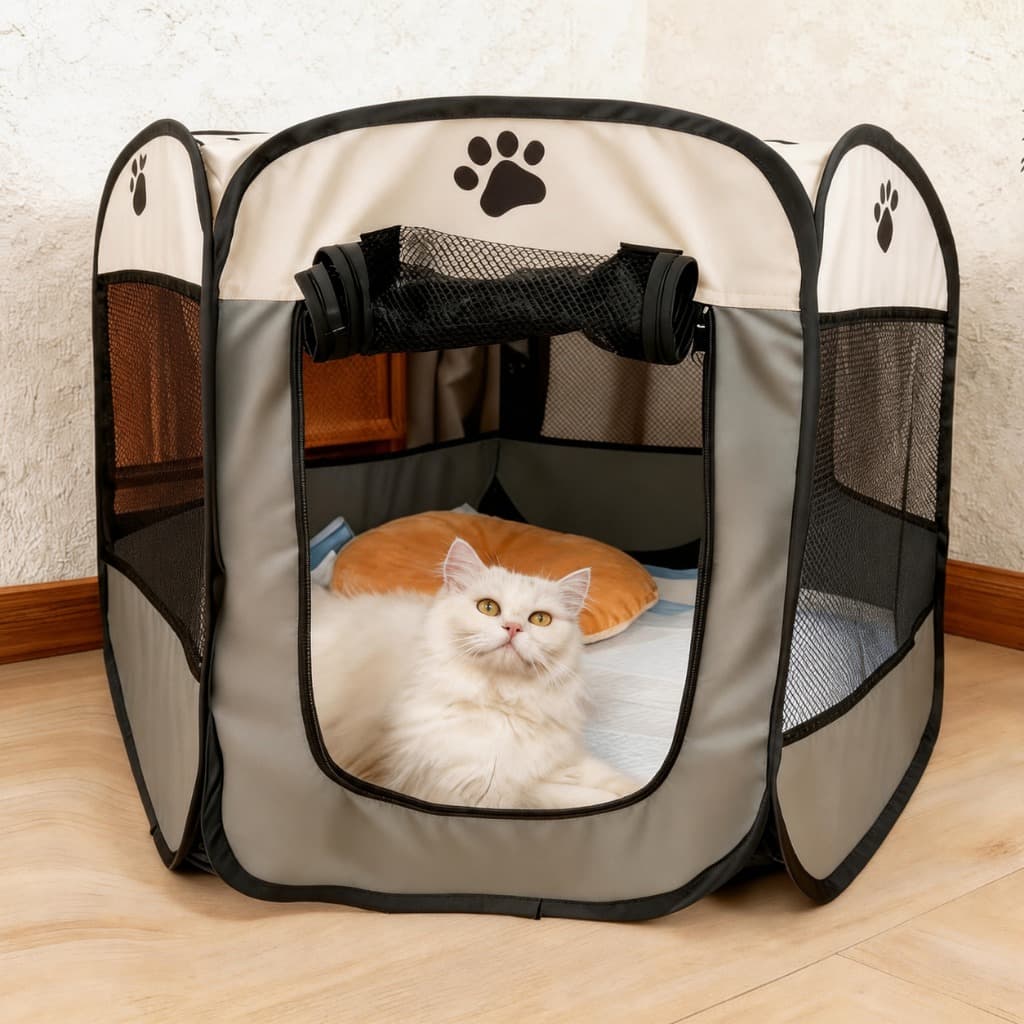 Cercadinho Canil Grande 114cm Dobrável para Cachorro Espaçoso Portátil Fácil Montagem