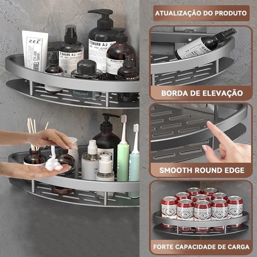 Prateleira de parede para banheiro suporte de armazenamento para cozinha suporte para shampoo