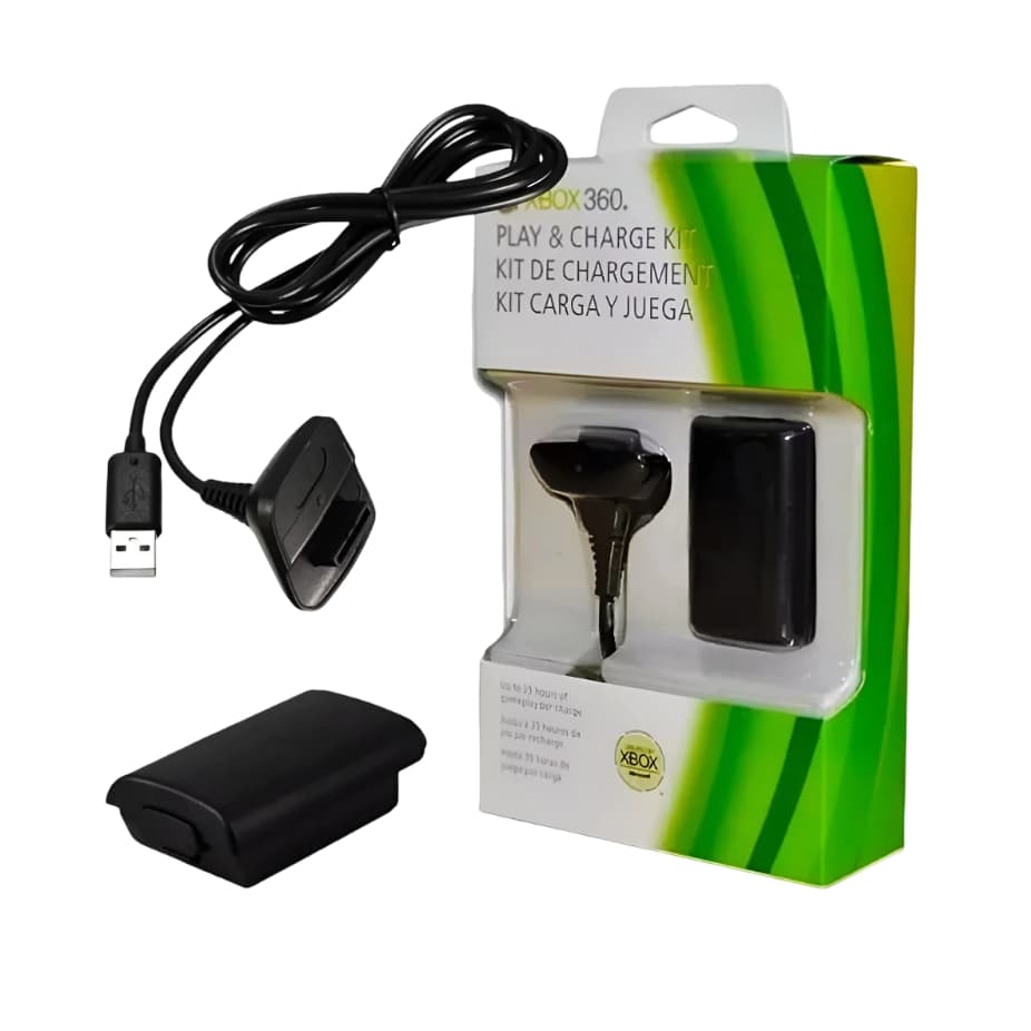 Kit 5 Bateria P/ Controle Xbox 360 + 1 Cabo Carregador 1.4m Carregador Controle PC Video Game