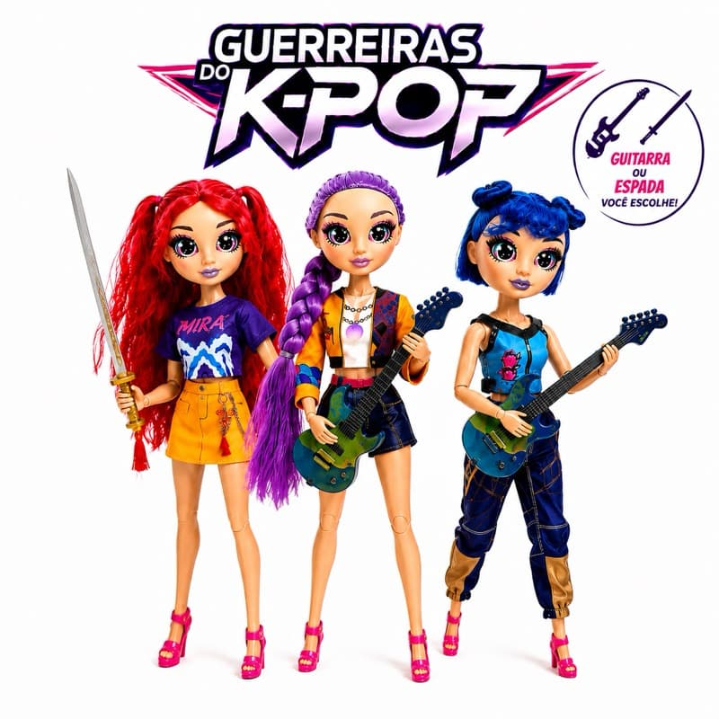 Boneca Guerreira do K-Pop 30cm Musical Articulada com Acessórios