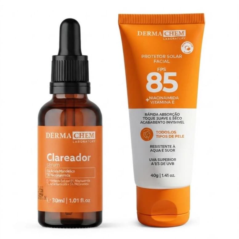 Kit Dermachem Protetor Solar Facial FPS 85 + Sérum Clareador Vitamina C Niacinamida Original