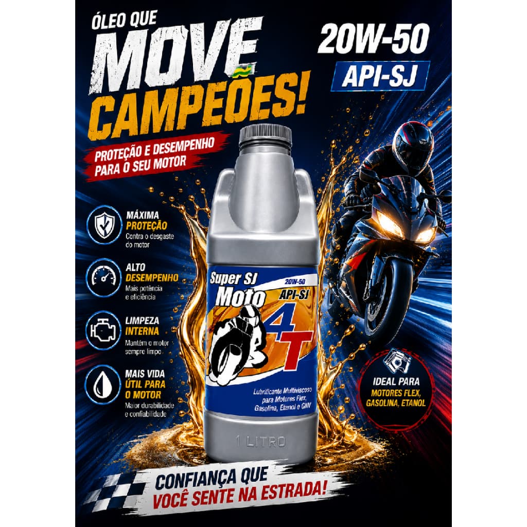 Oleo Lubrificante Super SJ Moto 4T Macals API-SJ SAE 20w-50 para Moto