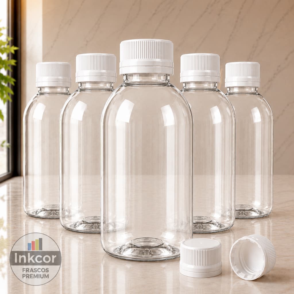 50 Frascos PET 100ml Transparente Tampa Lacre Para Cosméticos Shampoo Condicionador Creme Sabonete