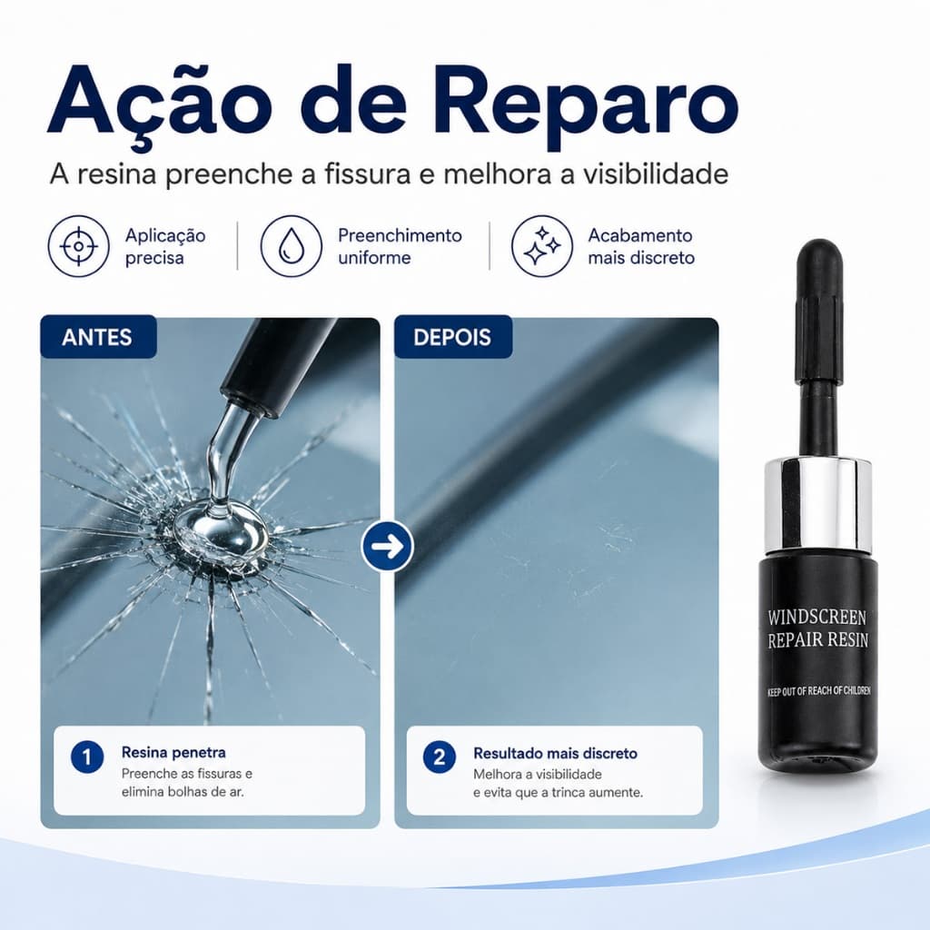 Kit Reparador Resina Parabrisa Vidro Trincado Automotivo Reparo Rachadura Restauração Nano Carro