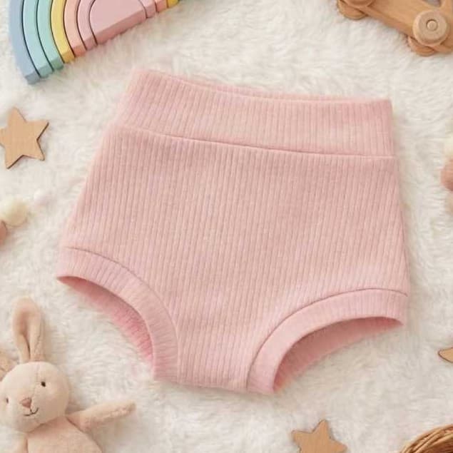 CALCINHA TAPA FRALDA BEBÊ - SHORT INFANTIL MALHA CANELADA - RN a 2 Anos - 1 PEÇA-MENINA