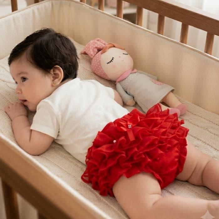 Kit 3 Calcinha de Bebê Bunda Rica Infantil Babado Triplo Frufru Luxo Tapa Fralda