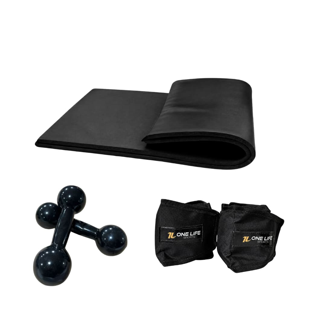 Kit Aeróbico em Casa Caneleira Profissional 2kg Halter 2kg Colchonete Treino Funcional Iniciante