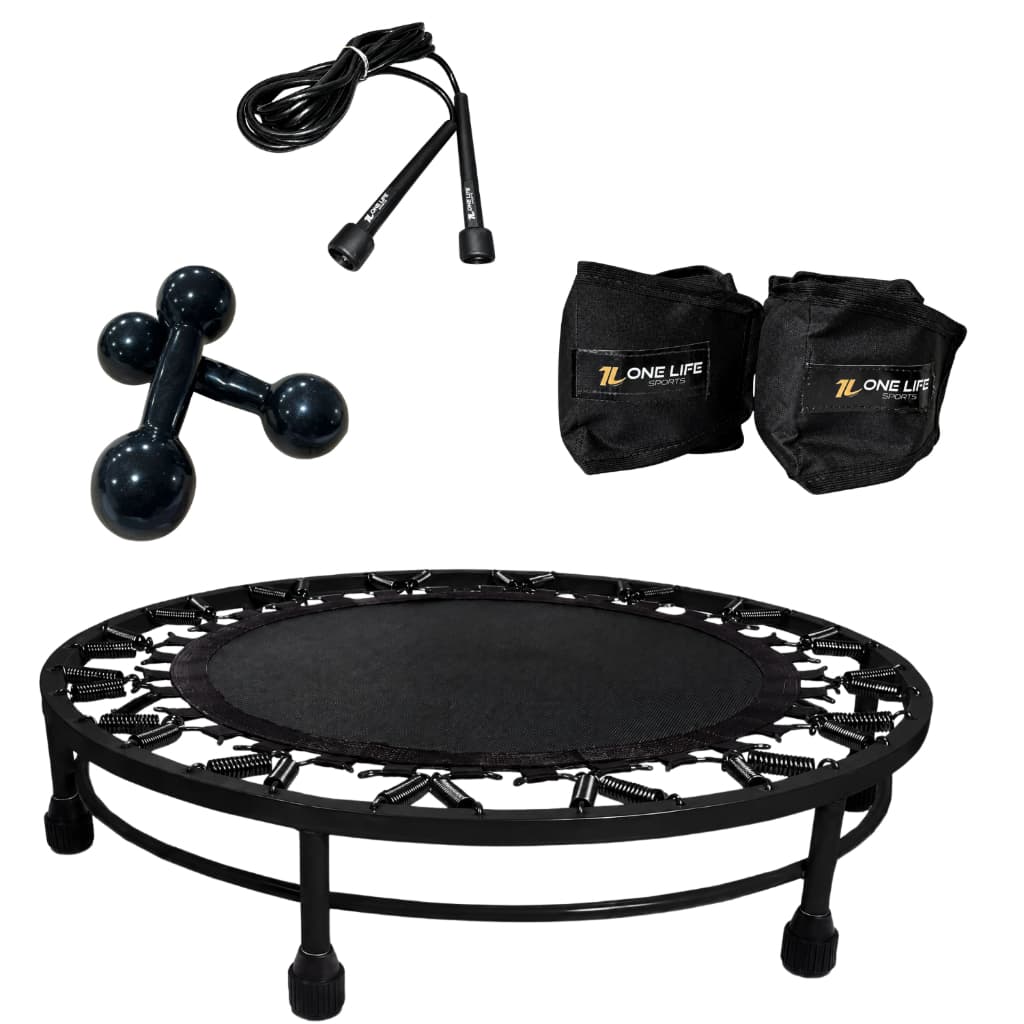 Kit Aeróbico Mini Jump Caneleira 5kg Halter 2kg Corda Treino Funcional em Casa Fitness Cross