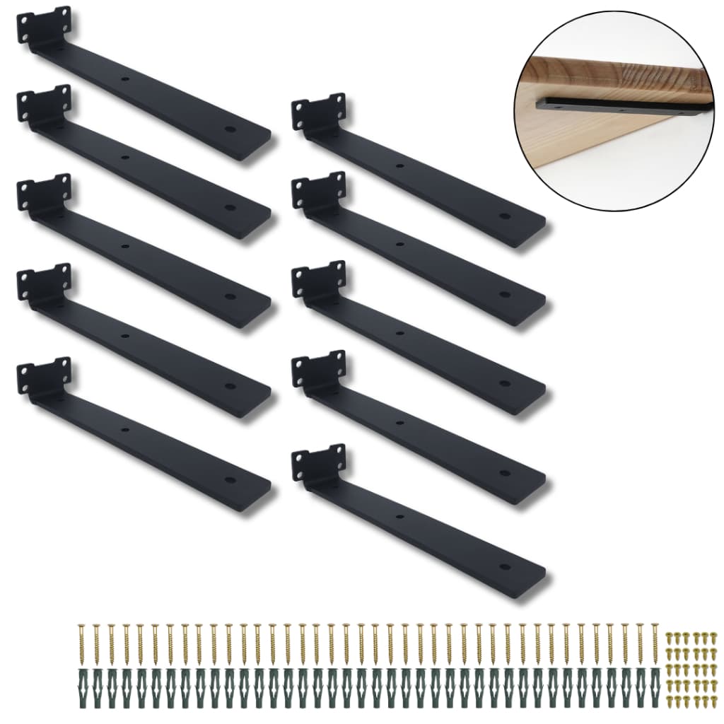 10 Suportes Mão Francesa 25cm Formato Invisível Para Prateleira De Parede Estilo Moderno Aço