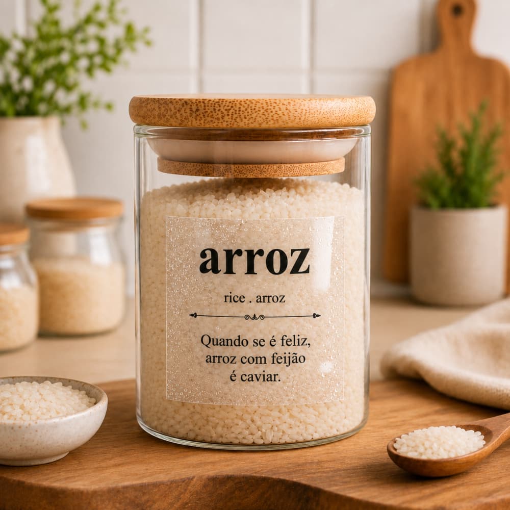 Kit 42 Adesivos Para Mantimentos Potes de Cozinha 7x7cm Modelo Dicionário Divertido Vinil Transparen