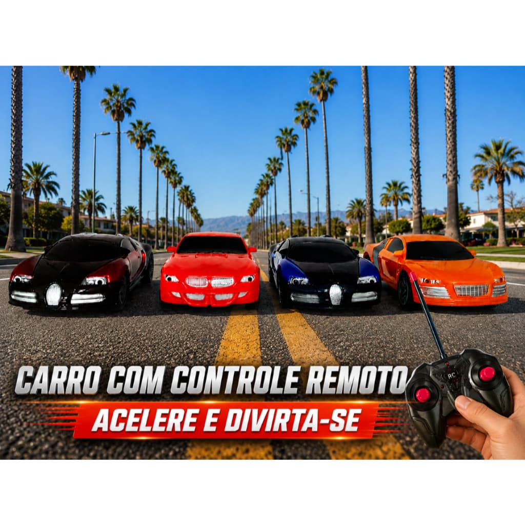 Carrinho Controle Remoto Infantil Carro Esportivo RC Brinquedo Carrinho de Corrida Menino Presente