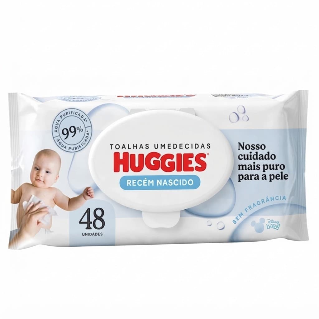 Lenço Umedecido Huggies Recém Nascido 48 Unidades Sem Fragrância