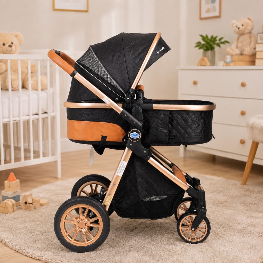 CARRINHO DE PASSEIO P/ BEBE 6 EM 1-MODELO EUROPEU C/MOISES REVERSIVEL-CONFORTO E LUXO