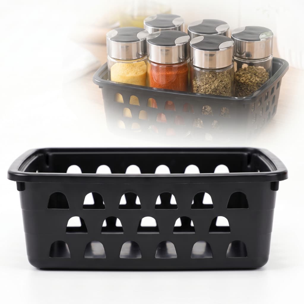 Cesto Organizador Plástico Multiuso Preto Uninjet 16x12,5x6,2cm Gaveta Armário Banheiro Cozinha